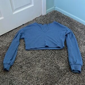 Blue long sleeve crop top from SHEIN